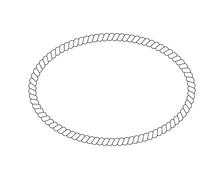 Vector oval rope frame for photo or picture in retro yacht style nautical design element for print