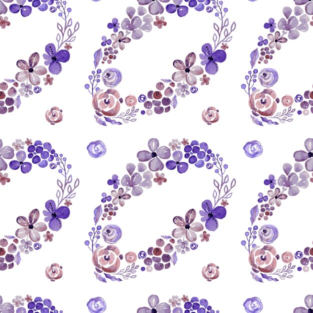 oval shaped flower wreaths delicate pattern of watercolor elements of purple pink gray