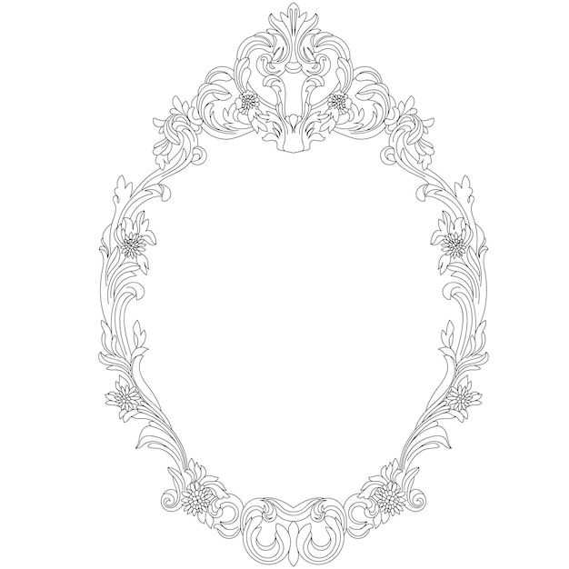 Oval vintage frame. Vector.