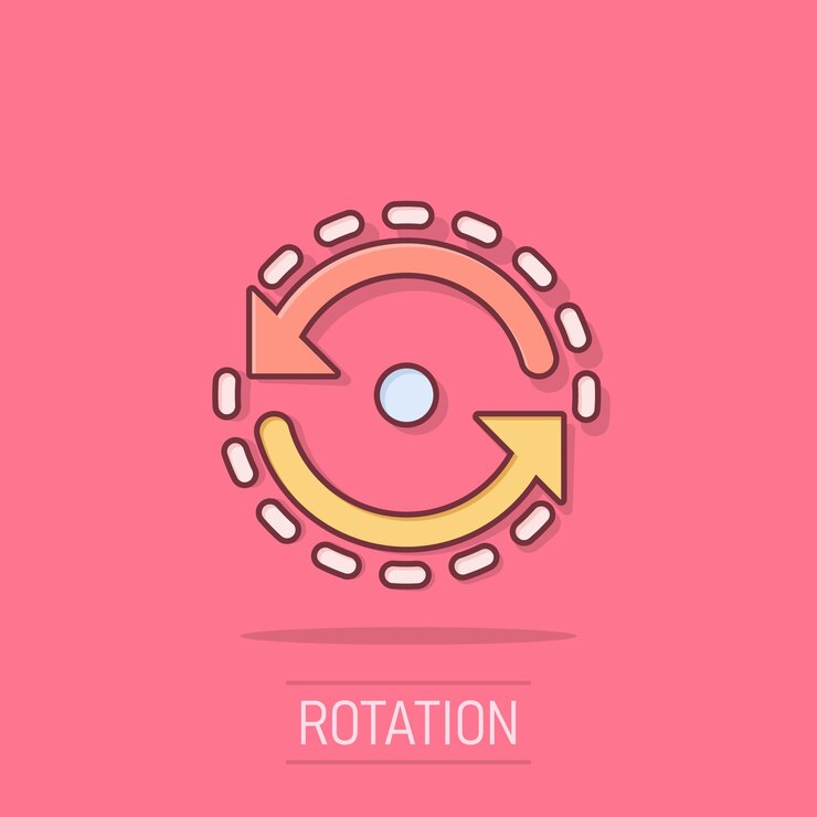 Vector oval with arrows icon in comic style consistency repeat vector cartoon illustration on white isolated background reload rotation business concept splash effect