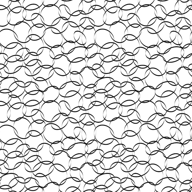 Ovals black and white abstract seamless vector pattern