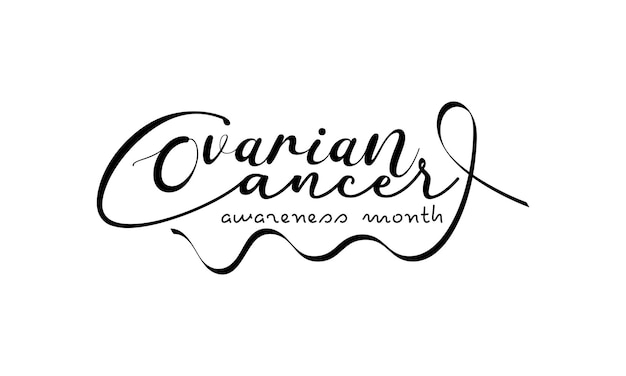 Consapevolezza del cancro ovarico mese disegno del modello vettoriale in stile calligrafico con pennello per lo sfondo del poster della scheda banner