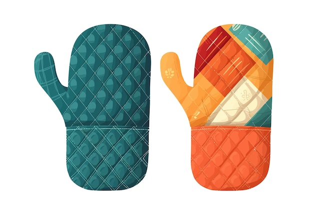 Oven glove and potholder Isolated on background Cartoon vector illustration