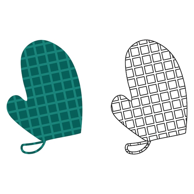 Vector oven mitt outline color clipart