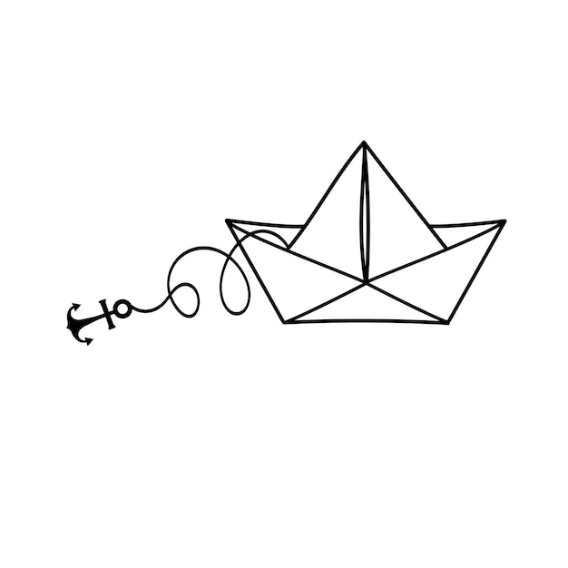 Over Paper Boat Silhouette vector