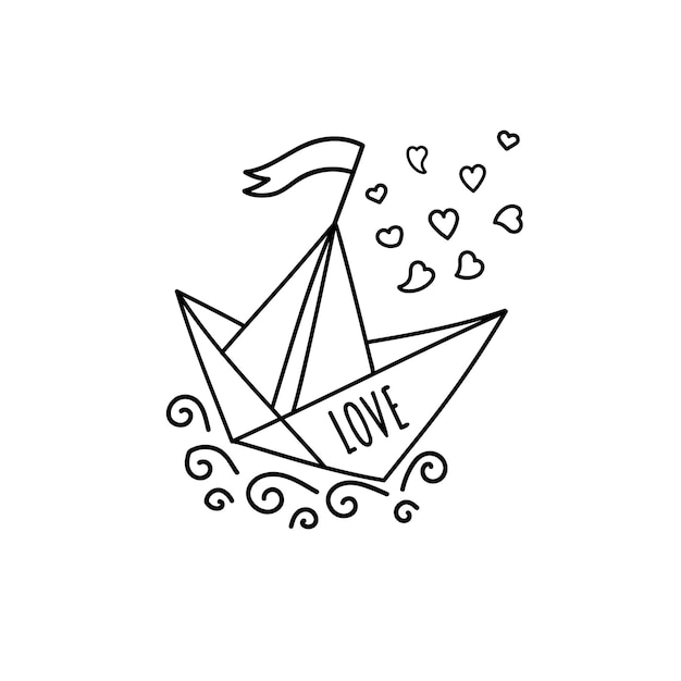 Over Paper Boat Silhouette vector