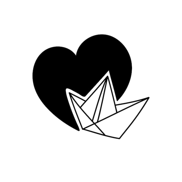 Over Paper Boat Silhouette vector