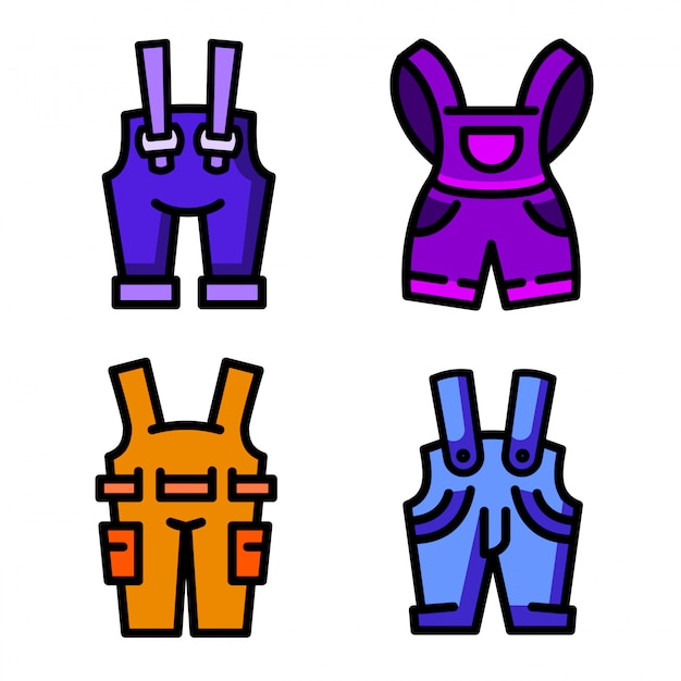 Overalls icons set