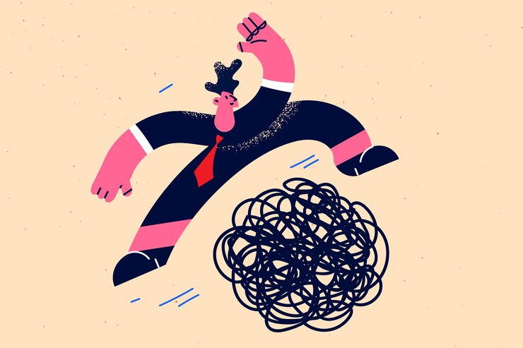 Vector overcoming difficulty avoiding business trouble concept