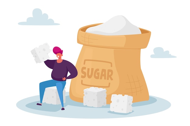 Overdose glucose eating problem, sugar addiction concept