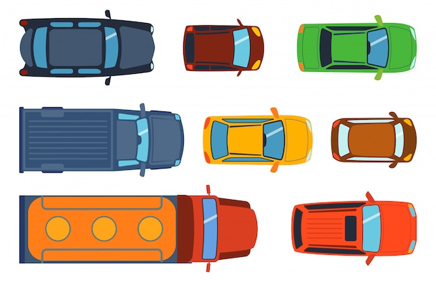 Вектор Вид сверху на автомобильные игрушки