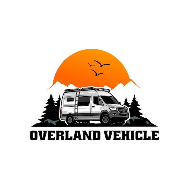 overland rv camper camping auto illustratie logo