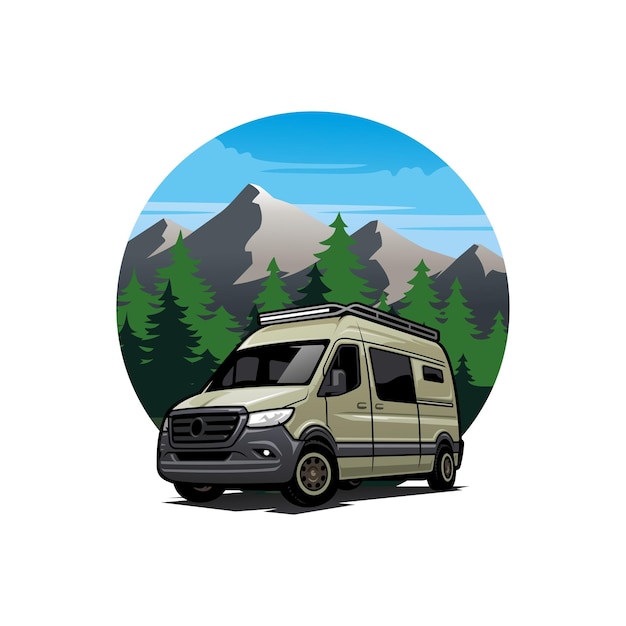 Overland vehicle motorhome camping car vector, best for illustration and company logo