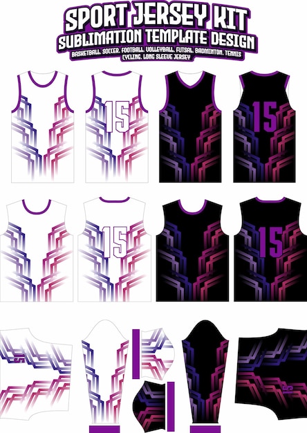 Дизайн Джерси с перекрытием полосок. Шаблон макета спортивной одежды.