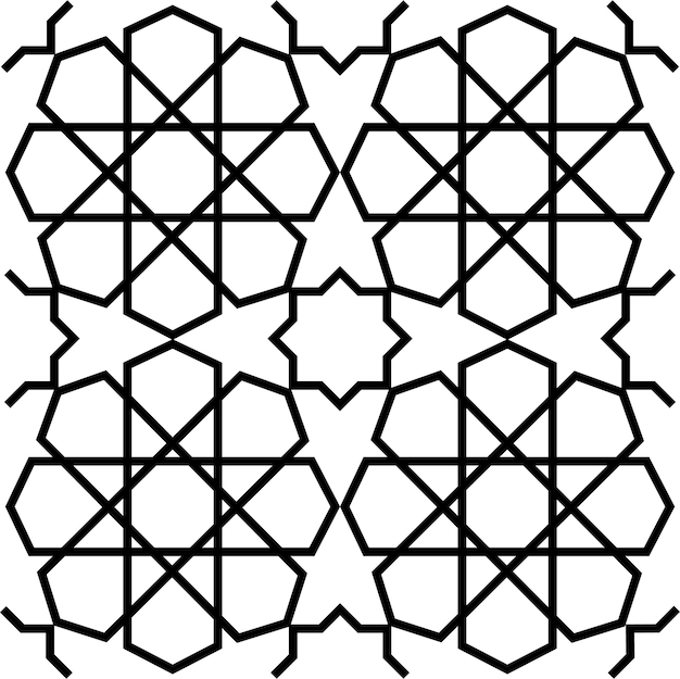 장식과 패턴에 적합한 검은색 프레임이 있는 겹치는 이슬람 장식