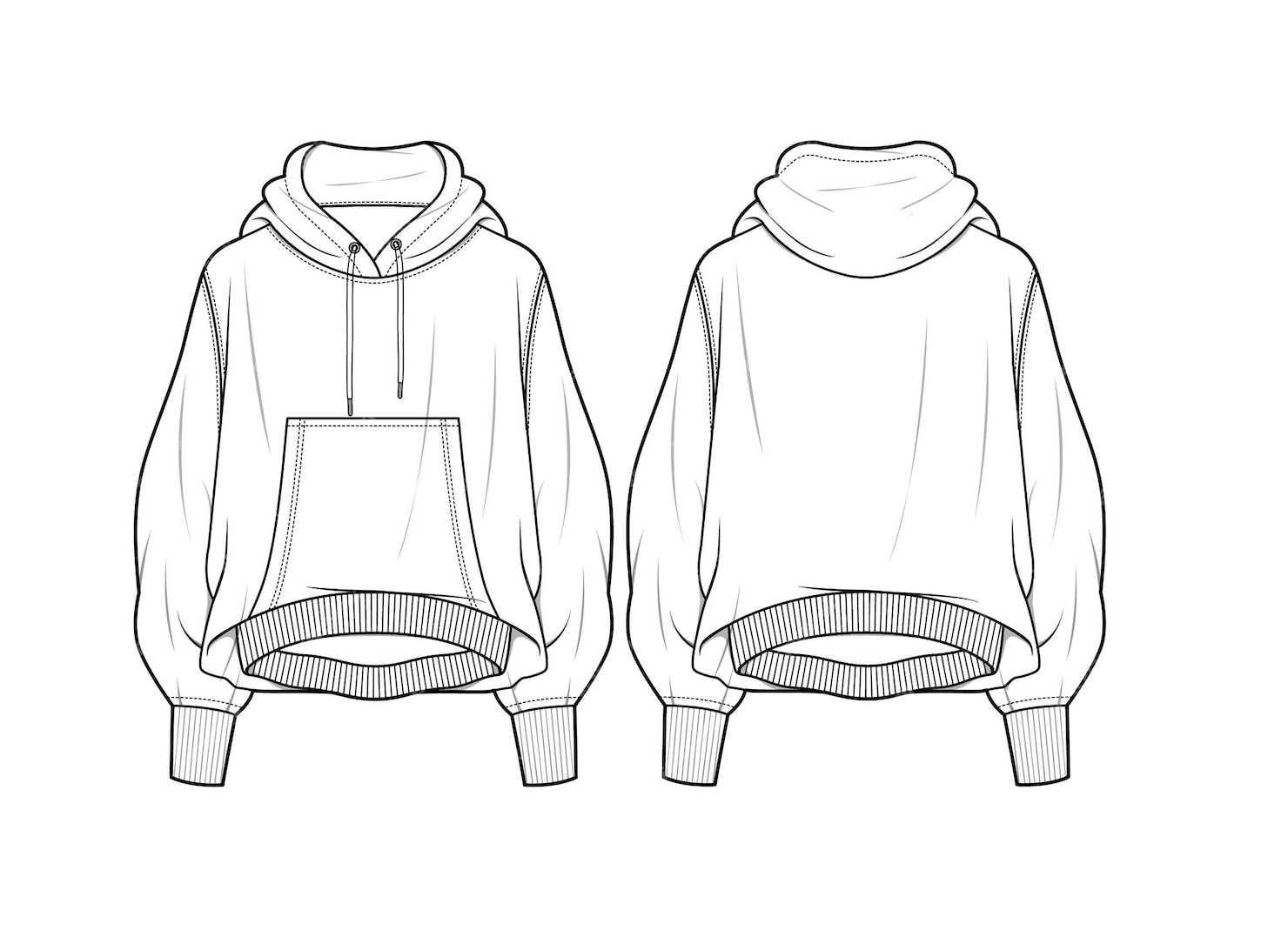 Premium Vector | Oversized hoodie sketch template