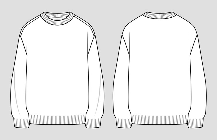 Vector oversized trui. uniseks trui. vector technische schets. mockup-sjabloon.