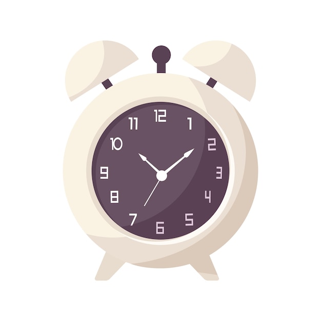 Overslept Alarm clock red wake up time isolated on background in flat style Vector illustration