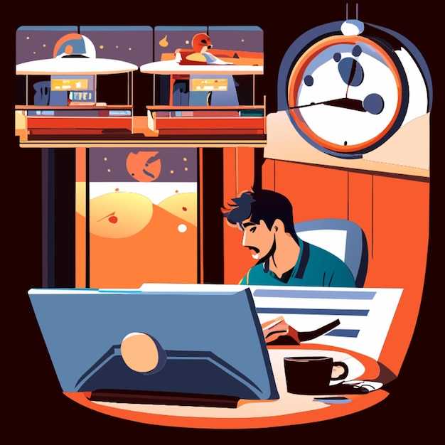 Vector overtime vector illustration