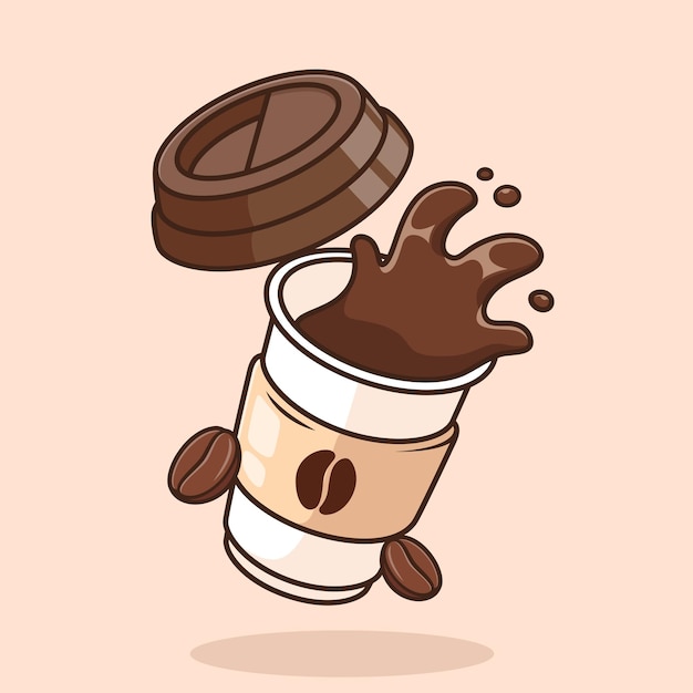 Overvolle koffie gemorste koffie illustratie