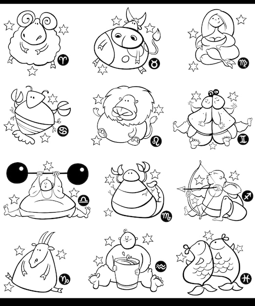Overweight cartoon zodiac signs