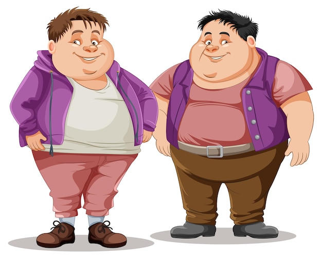 Vector overweight male friends cartoon character