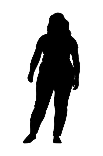 Vector overweight woman silhouette isolated on white background