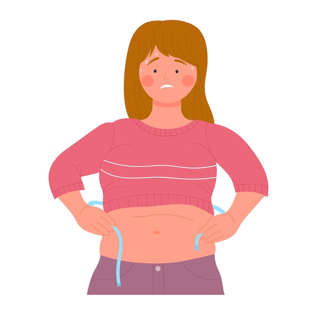 Overweight woman with measuring tape