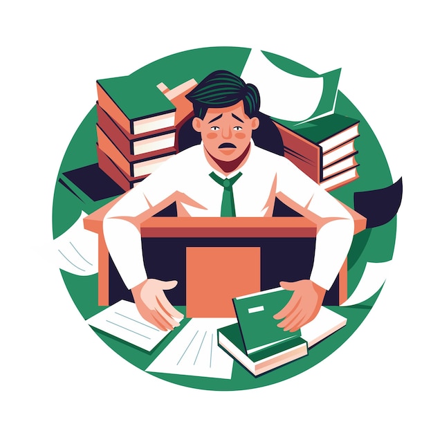 overwhelmed character illustration in flat style