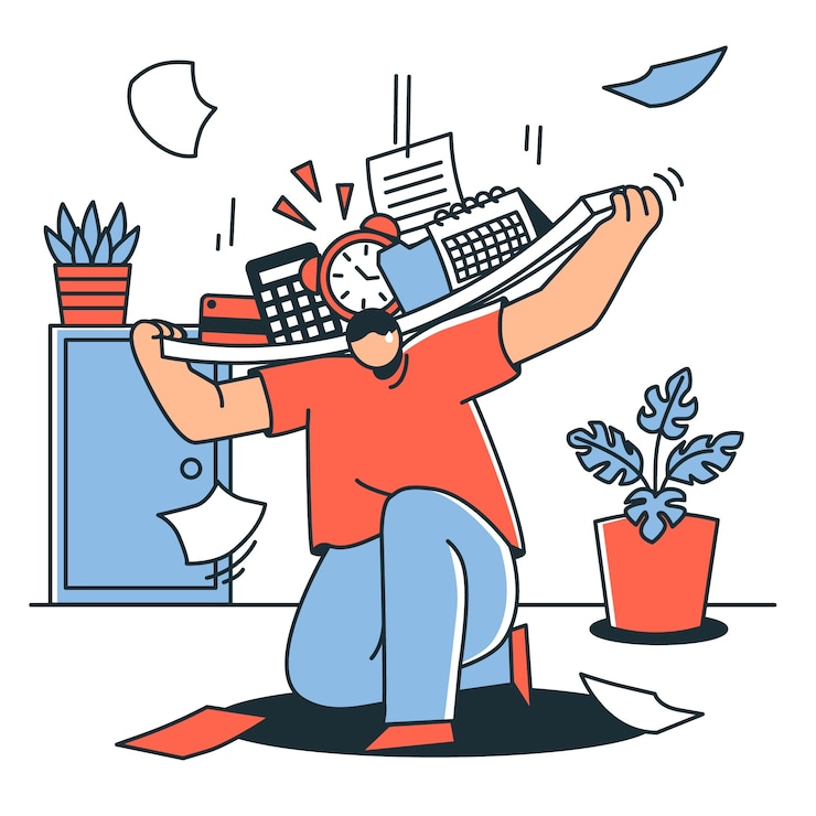 Vector overwhelmed concept illustration