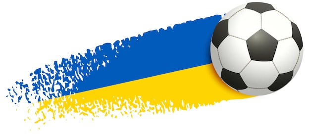 Overwinning Oekraïne nationale team voetbal Voetbal vliegen Oekraïense vlag Vector cartoon