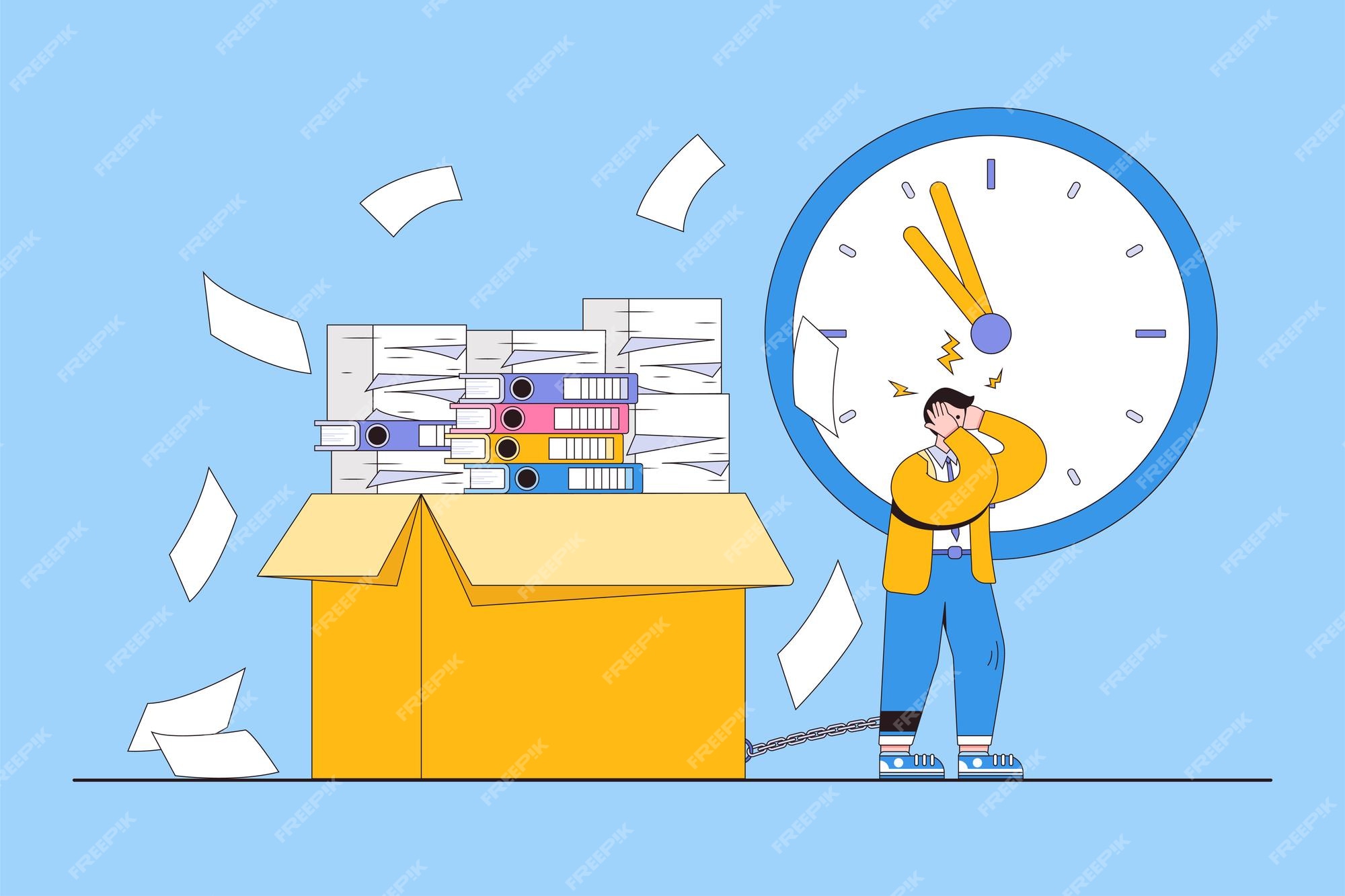 Overloading Vector Illustration with Busy work and Multitasking Employee to  Finish Many Documents or Digital Information in Hand Drawn Templates  25900492 Vector Art at Vecteezy