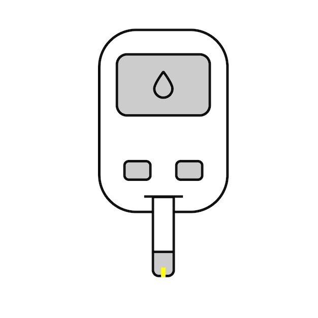 Overzicht bloedglucosemeter teststrip voor diabetes Vectorillustratie voor web en mobiel