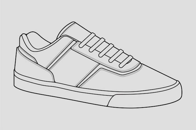 Overzicht Cool Sneakers Schoenen sneaker schets tekening vector Sneakers getekend in een schets stijl