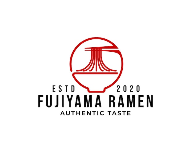 overzicht fuji berg ramen noedels logo vector pictogrammalplaatje