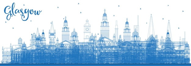 Overzicht glasgow schotland city skyline met blauwe gebouwen