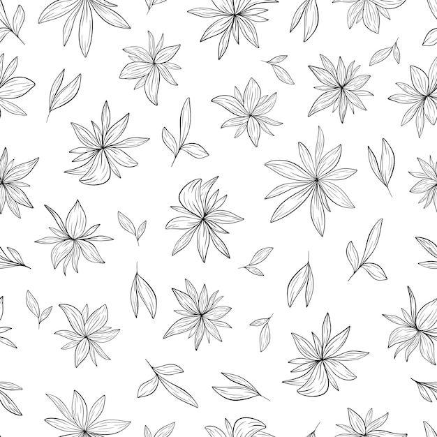 Vector overzicht kamille bloemen geïsoleerd op witte achtergrond schattig bloemen naadloos gedetailleerd inktpatroon