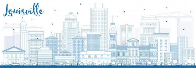 Overzicht Louisville Skyline met blauwe gebouwen. Vectorillustratie. Zakelijk reizen en toerisme Concept met moderne architectuur. Afbeelding voor presentatiebanner plakkaat en website.