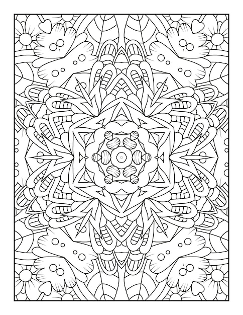 Overzicht mandala kleurplaat voor kleurboek en volwassen kleurplaat met zwart witte lijntekeningen