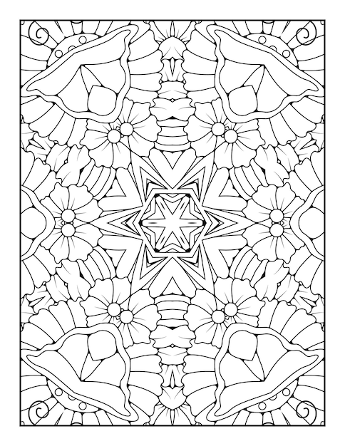 Overzicht mandala kleurplaat voor kleurboek en volwassen kleurplaat met zwart witte lijntekeningen