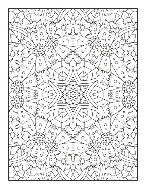 Overzicht mandala kleurplaat voor kleurboek en volwassen kleurplaat met zwart witte lijntekeningen