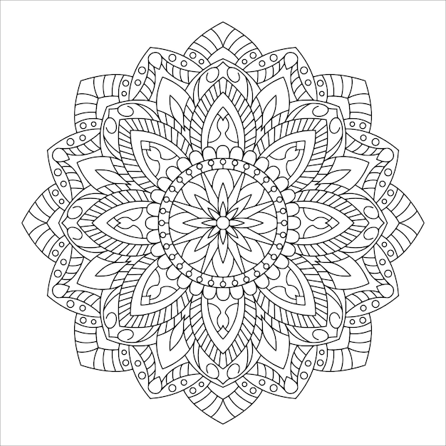 Overzicht mandala-patroon oosters decoratief rond ornament voor achtergrond of kleurpagina