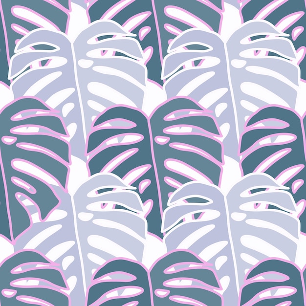 Overzicht monstera silhouetten naadloze patroon Palm bladeren eindeloze achtergrond Botanische wallpaper