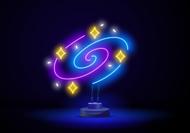 Overzicht neon universum icoon gloeiende neon galaxy met sterren ruimte universum pictogram