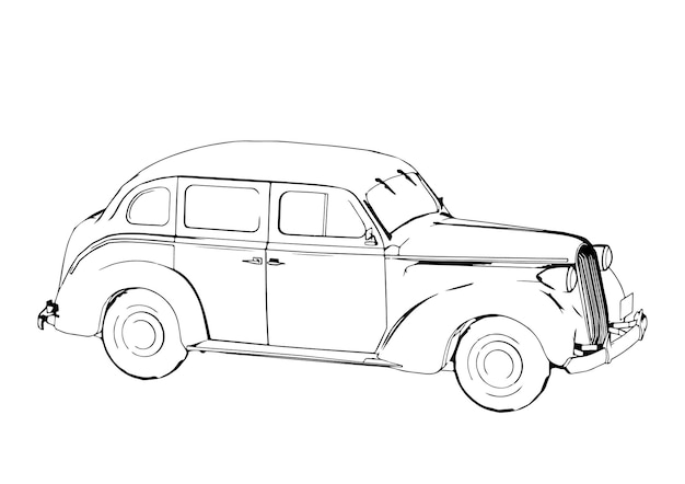 Vector overzicht vintage auto op witte achtergrond vector