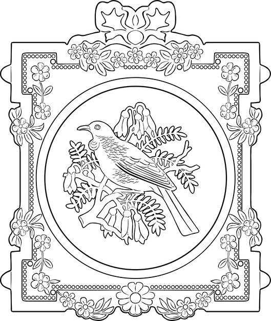 overzicht vogel en bloem frame handgemaakte silhouet model 15 logo