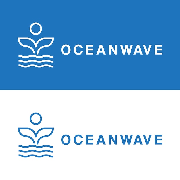 Overzicht walvisstaart oceaangolf logo-ontwerp