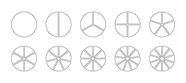 Overzichtscirkeldiagram verdeeld in sectoren Stel schema's in met stukjes Cirkeldiagram Ronde structuurgrafiek