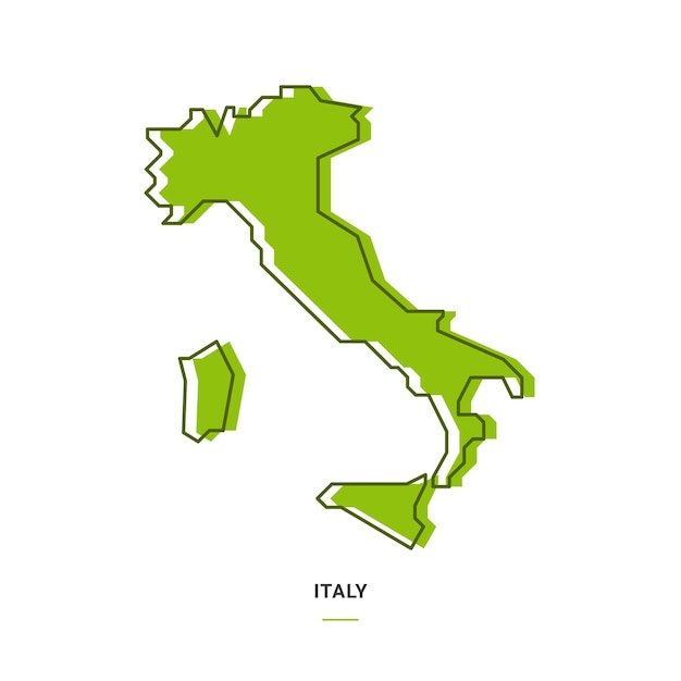 Overzichtskaart van italië met groene kleur modern simple line cartoon design