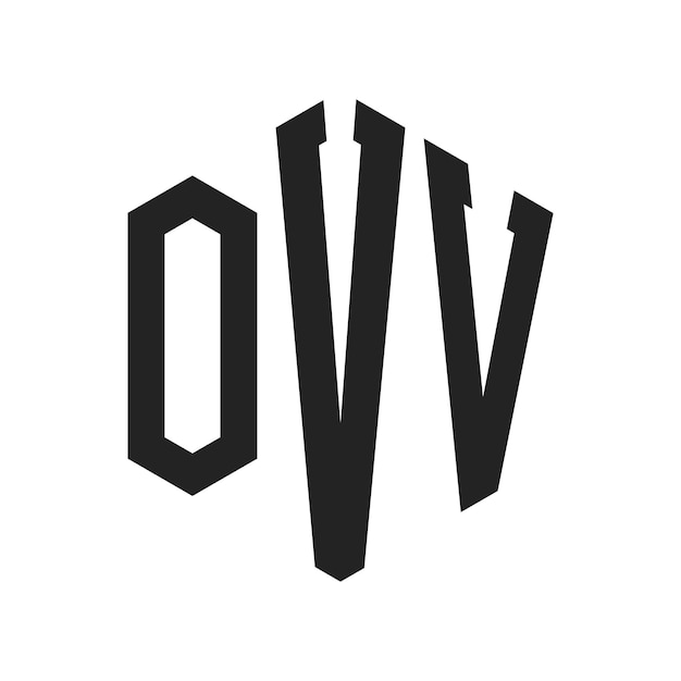 ロゴ デザイン オリジナル・レター OVV モノグラム ロゴ ヘクサゴン形
